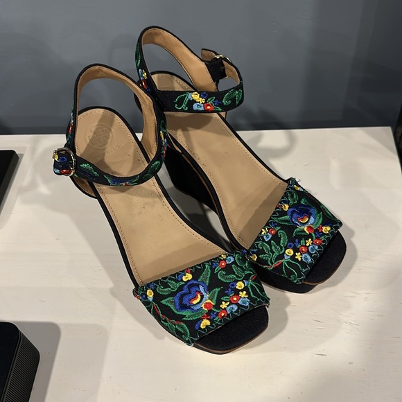 Tory Burch Sonoma Platform Wedge Sandal Size 9.5 - Picture 2 of 7